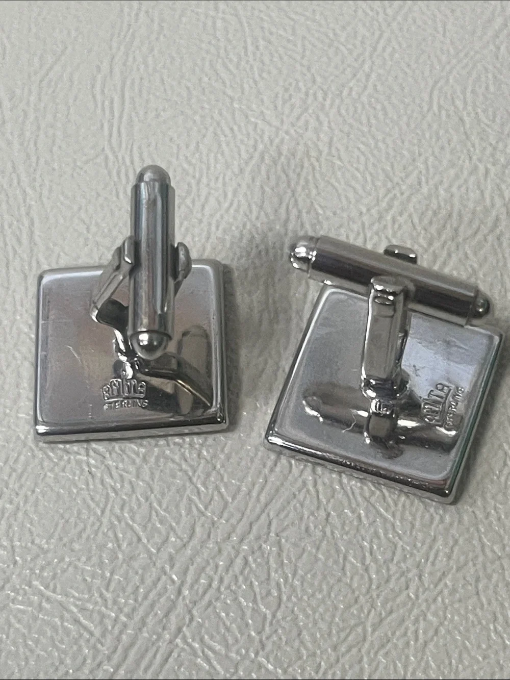 Amita 925 Sterling Silver Square Cufflinks w/ Yellow Floral Pattern